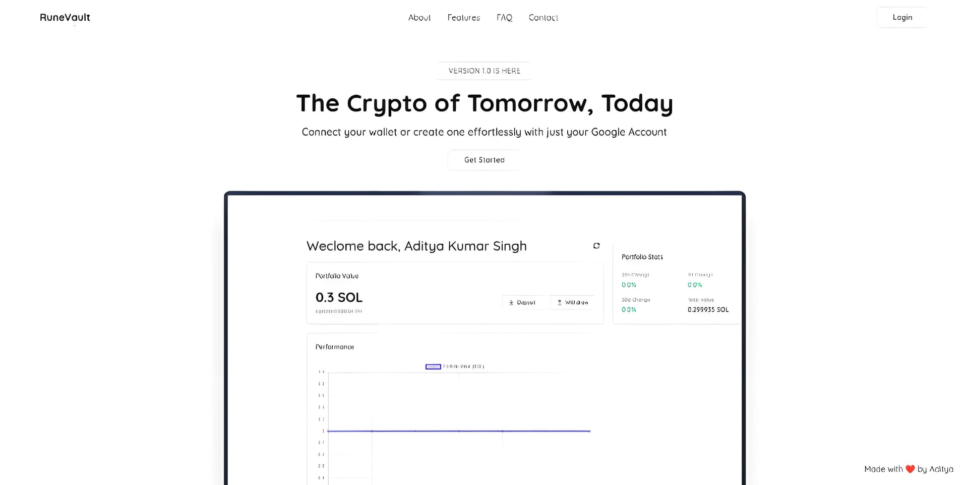 Screenshot of RuneVault Wallet Interface